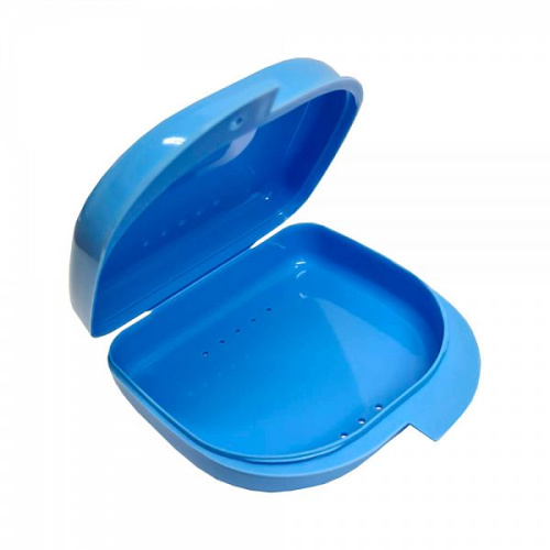 Контейнер для хранения съемных протезов 78*79*28мм голубой 796011