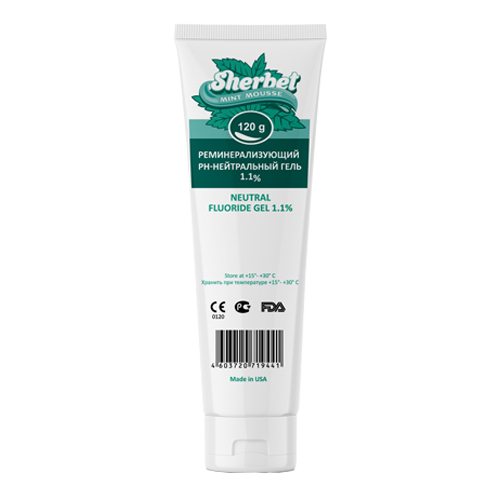 Гель Реминерализующий pH-нейтральный 1,1% Щербет 120г ментоловый мусс
