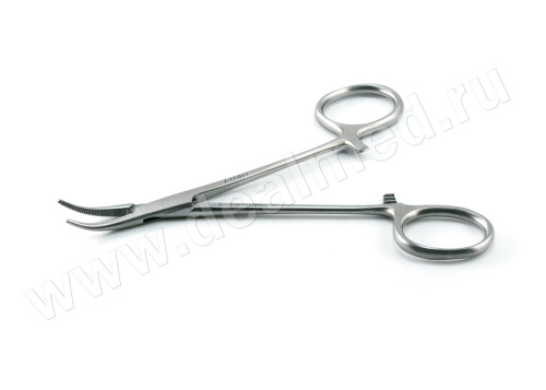 Зажим к/о т Москит изог/плос д/нов 125 мм J-17-022