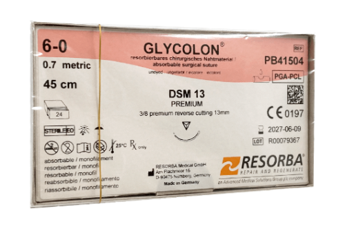 Гликолон неокраш.(6/0) 45см DSM13, 1шт (PB41504) рассасыв обратно режущая3/8