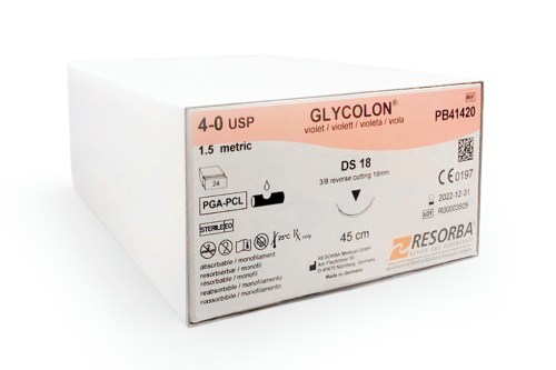 Гликолон Фиол (4/0) 45см  HR18, 24шт (РВ41420) обратно режущая 3/8