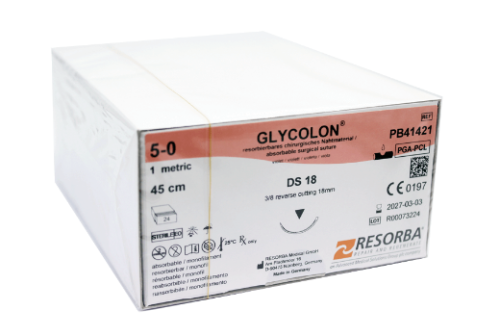 Гликолон Фиол М1(5/0) 45см  DS18, 1шт (РВ41421) рассасыв обратно режущая3/8
