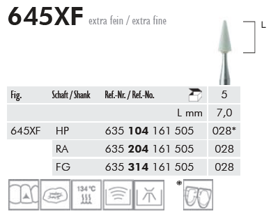 Камни 645 028 XF FG 314 карборундовые Meisinger (5шт) белая пика серт.