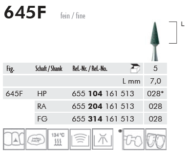 Камни 645 028 F FG 314 карборундовые Meisinger (5шт) серт.