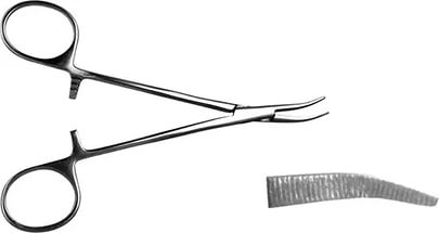 Зажим  "Москит" 125 мм изогнутый (437)