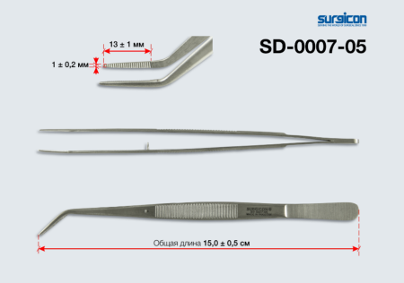 Пинцет зубной изогнутый СТ-10-125 SD-0007-05 дек.