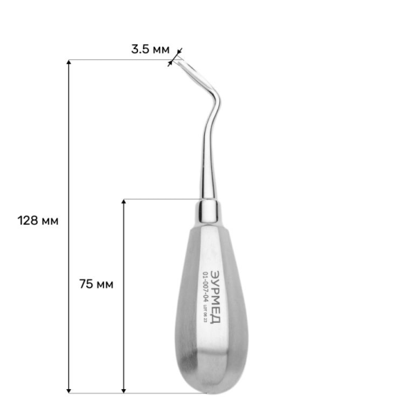 01-007-04 Элеватор Флор изогнутый правый короткий 3,5мм  (Эур-Мед)