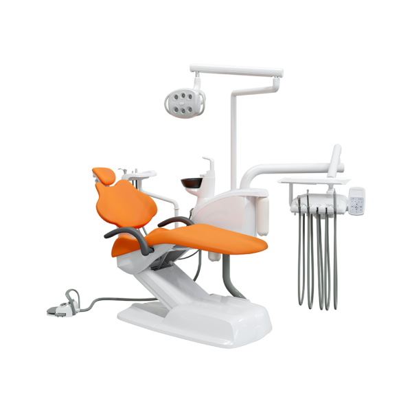 Стоматологическая установка AJ 15 с нижней подачей (U8 цвет оранжевый ) кожа о/х серт.