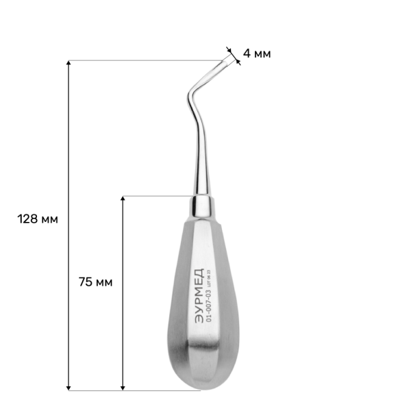 01-007-03 Элеватор Флор изогнутый левый короткий 3,5мм  (Эур-Мед)