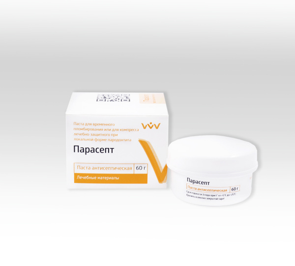 Парасепт АНТИСЕПТИЧЕСКИЙ- самотвердеющая, плотный защитный компресс для десен 60г Владмива серт.