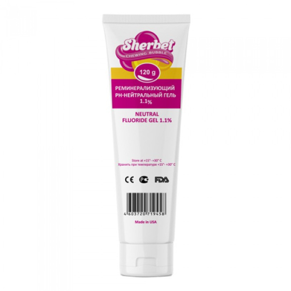 Гель Реминерализующий pH-нейтральный 1,1%  Щербет 120г жевательная резинка