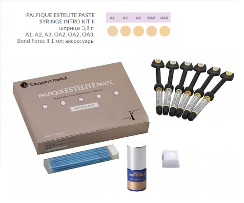 Эстелайт Палфик набор (6*3,8гр ) OA2 - 2шт., А1, А2, А3, ОА3 по 3,8г.+ Bond Force II 1 мл. | Купить в интернет-магазине "Мастер Фарм"